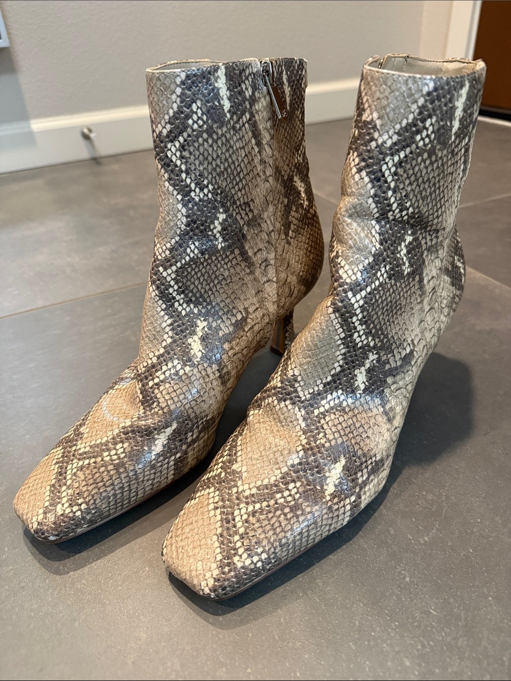 Sam Edelman Snake-Print Ankle Boots - Beige Taupe